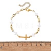 Natural Freshwater Shell Beads Link Chain Bracelets BJEW-JB13909-3