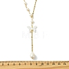 Natural Pearl & 304 Stainless Steel Satellite Chain Y Lariat Necklaces NJEW-JN06061-4