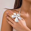 Alloy Flower Open Cuff Rings for Women RJEW-S412-03AS-1