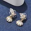 Shell Shape Brass Clear Cubic Zirconia Stud Earrings EJEW-D301-02G-2