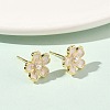 Flower Brass & ABS Plastic Pearl Stud Earrings EJEW-P336-07G-4