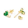 Rack Plating Brass Cubic Zirconia Stud Earrings Findings X-MAK-I684-10G-01-RS-2