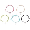 201 Stainless Steel Cross Charm Bracelets BJEW-JB13463-5