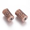 Tibetan Style Alloy Flower Pattern Column Beads X-TIBEB-7424-R-NR-2