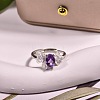 925 Sterling Silver Micro Pave Cubic Zirconia & Quartz Cuff Open Rings FS-WGAB3DC-11-1