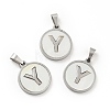 304 Stainless Steel with White Shell Pendants STAS-G268-01Y-P-1