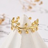 Leaf 304 Stainless Steel Open Cuff Rings RJEW-R014-02G-04-2