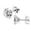 Stainless Steel Micro Pave Clear Cubic Zirconia Stud Earrings PW-WG005C9-05-1