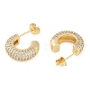 Brass Pave Clear Cubic Zirconia Stud Earrings for Women EJEW-S225-11G-01-2