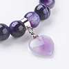 Natural Agate Beads Charm Bracelets BJEW-K164-C-4