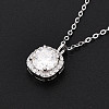 925 Sterling Silver Pave Clear Cubic Zirconia & Crystal Rhinestone Square Pendant Necklaces NJEW-T018-60P-3