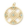 Rack Plating Brass Micro Pave Clear & Cyan Cubic Zirconia Pendants KK-D073-14G-2