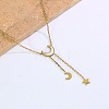 Stainless Steel & Natural White Shell Moon Star Pendant Y-Shaped Tassel Necklaces for Women PP3147-4