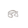 304 Stainless Steel Wave Wrap Open Cuff Ring for Women RJEW-S405-206P-2