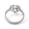 201 Stainless Steel Heart with Lovers Adjustable Ring for Valentine's Day RJEW-K238-11P-2