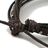 Adjustable PU Leather & Waxed Cords Braided Multi-strand Bracelet BJEW-F468-07-4