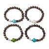 Synthetic Howlite & Turquoise Beaded Stretch Bracelets BJEW-JB111343-4
