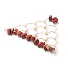 Natural Red Jasper Chip Copper Wire Wrapped Connector Charms PALLOY-JF03030-02-4