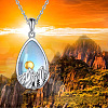 Alloy Glass Teardrop with Snow Mountain Pendant Necklaces WG78F70-01-1