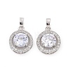 Brass Micro Pave Clear Cubic Zirconia Pendants KK-E068-VC440-2