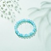 Natural Yellow Jade & Synthetic Crackle Quartz Round Beaded Stretch Bracelet for Women BJEW-JB08528-04-2