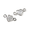 SHEGRACE Brass Pave Clear Cubic Zirconia Heart Connector Charms XGRQ2O907-448P-2