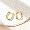 Textured Rectangle Brass Hoop Earrings EJEW-B007-02G-3