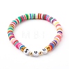 Handmade Polymer Clay Heishi Beads Stretch Bracelets Sets BJEW-SZ0001-59-14