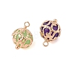 Brass Round Charms with Glass KK-B100-033G-2