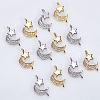 12Pcs 2 Colors Brass Micro Pave Clear Cubic Zirconia Connector Charms FIND-HY0001-21-5