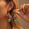 Alloy Resin Star & Coral Dangle Earrings for Women WGCFA9C-03-1