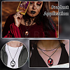 12Pcs 12 Colors Gothic Zinc Alloy & Glass Oval Pendant Black PU Leather Cord Necklaces NJEW-WR0001-08-5