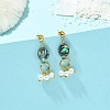 Abalone Shell/Paua Shell & Shell Pearl Beads Dangle Earrings EJEW-JE07327-3