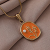 316 Surgical Stainless Steel Enamel with Imitation Pearl Flower Pendant Necklaces for Women JX9312-1