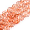 Crackle Transparent Glass Beads Strands GLAA-N068-04A-10-1