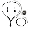 Alloy Rhinestone Horse Eye Chain Bracelets & Teardrop Stud Dangle Earring & Pendant Necklaces & Rings Sets FS-WG7ACD4-04-2