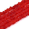 Frosted Transparent Glass Beads Strands GLAA-N016-4mm-08-1