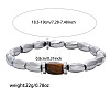 Synthetic Non-magnetic Hematite & Natural Tiger Eye Beaded Stretch Bracelets for Men WG47D8F-01-3