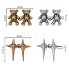 DELORIGIN 8Pcs 4 Style 4 Pointed Star & Bear Alloy Adjustable Jean Button Pins AJEW-DR0001-33-2