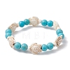 Round & Turtle Dyed Synthetic Turquoise & Magnesite Beaded Stretch Bracelets for Women BJEW-JB10936-02-1