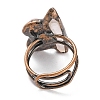 Nuggets Natural Quartz Crystal & Rose Quartz Adjustable Rings RJEW-A041-04R-4