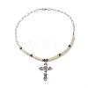 Jesus Cross Alloy Pendant Necklaces for Women Men NJEW-JN03990-1