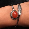 Natural Agate Beaded Cuff Bangles BJEW-C146-02-4