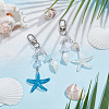 2Pcs 2 Colors Shell & Glass & Natural Rainbow Moonstone Pendant Decorations HJEW-SP0001-72-4