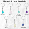 7Pcs 7 Styles Natural Gemstone Keychain KEYC-DC0001-07-3