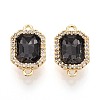 Brass Micro Pave Clear Cubic Zirconia and Glass Connector Charms X-KK-N287-28G-1
