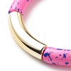 Acrylic Curved Tube Beaded Stretch Bracelet BJEW-JB08444-04-4