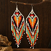 Bohemian Style Geometric Glass Bead Tassel Earrings for Women NA5145-1-1