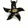 Starfish Millefiori Glass Pendant Waxed Cord Necklaces FS-WG7586D-05-1
