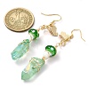 Dyed Natural Quartz Crystal Nugget & Mushroom Lampwork Dangle Earrings EJEW-TA00335-04-3